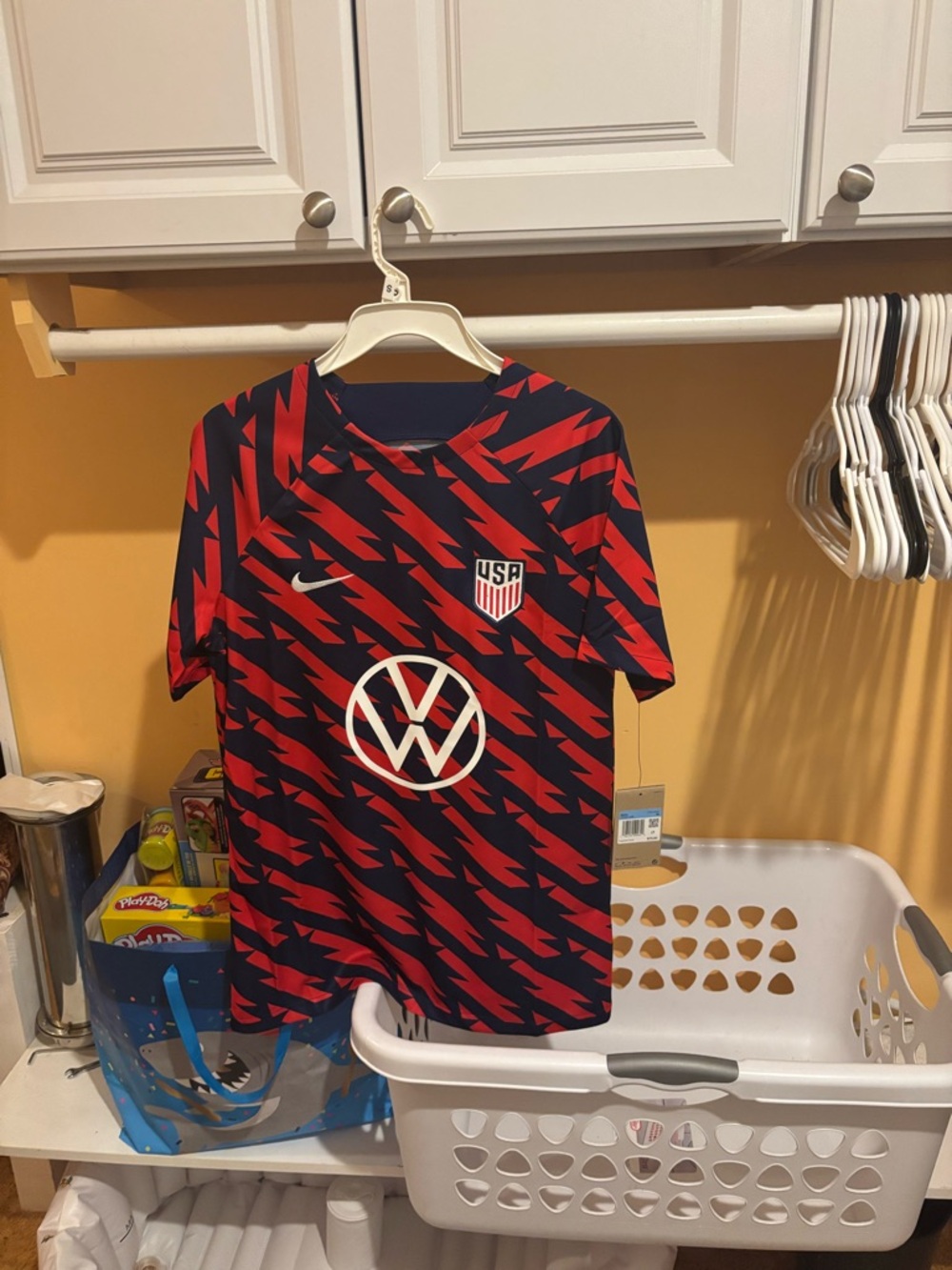 Nike USA Red & Navy Soccer Jersey with VW Patch